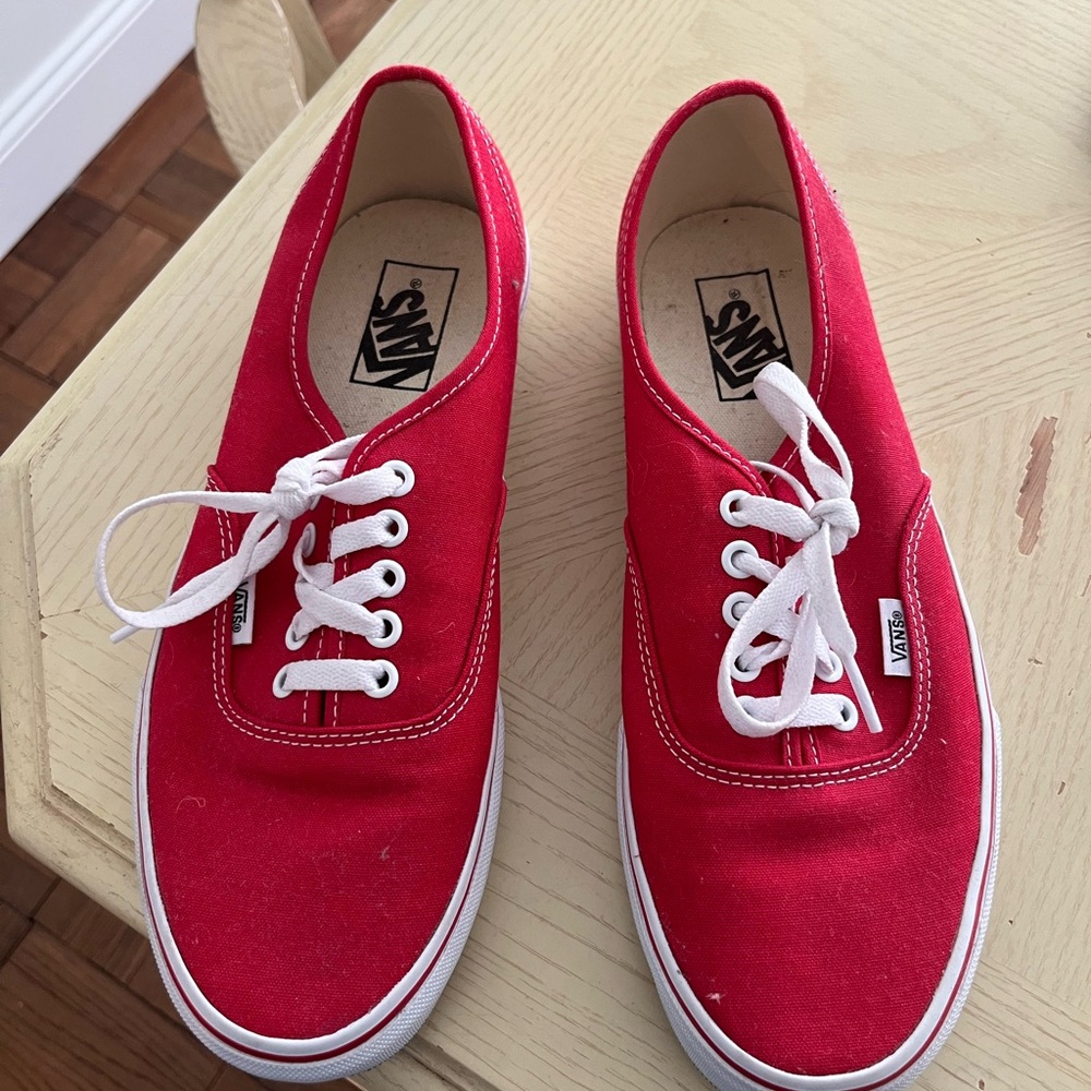Red Vans Sz 9 Men or 10.5 Woman